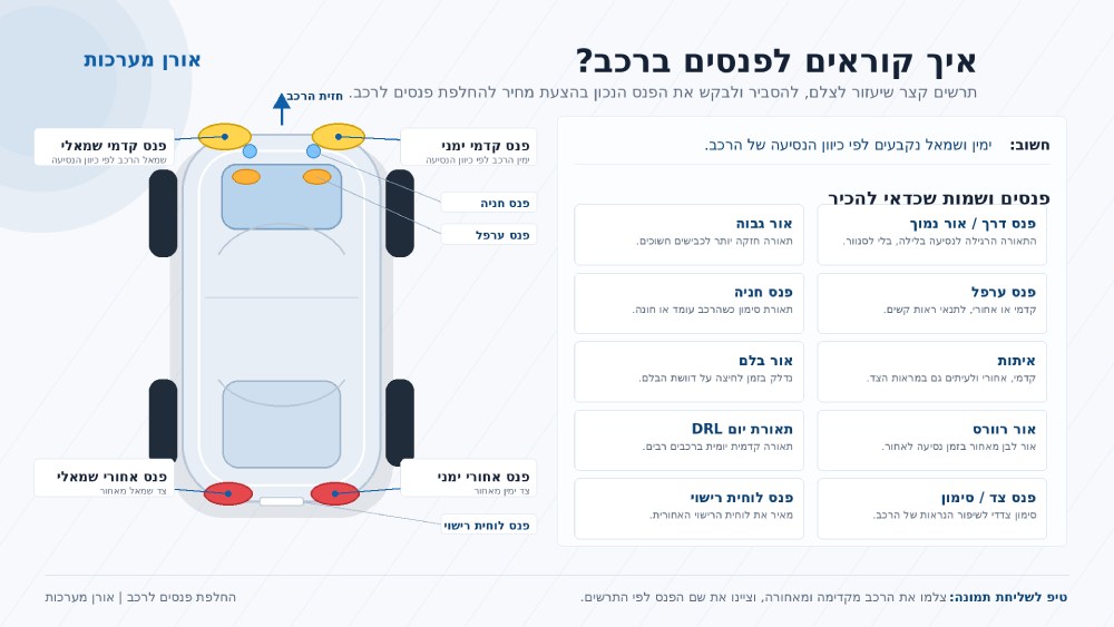 החלפת פנסים לרכב